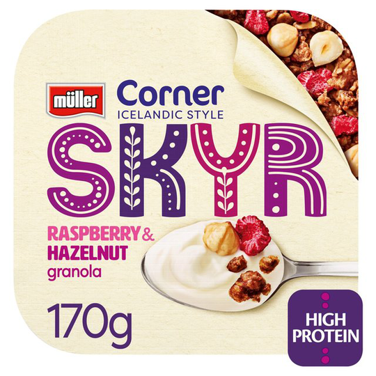 Muller Corner Iceland Style Skyr Yogurt - Raspberry & Hazelnut granola