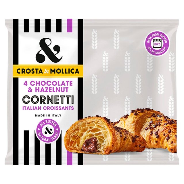 Crosta & Mollica 4 Chocolate and Hazelnut Cornetti Italian Croissants