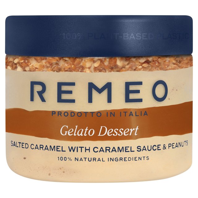 Remeo Gelato Dessert Salted Caramel with Caramel Sauce & Peanuts