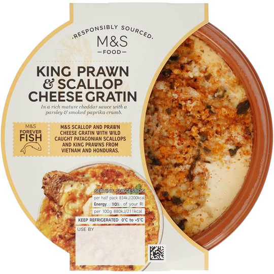 M&S King Prawn & Scallop Cheese Gratin
