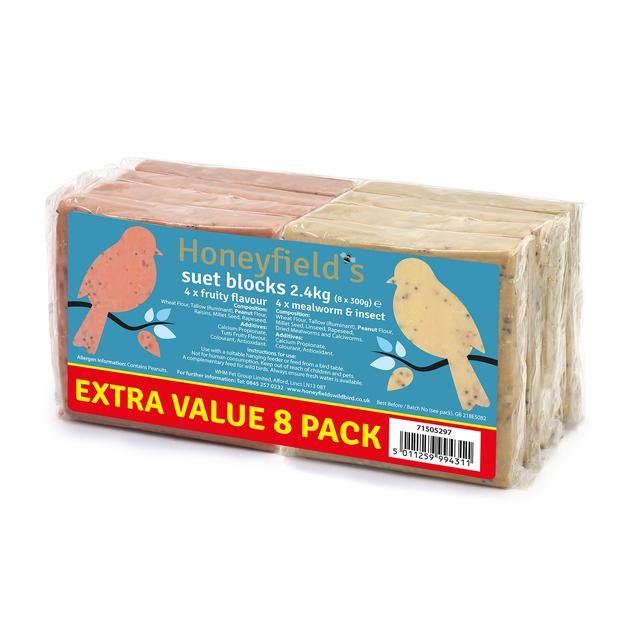 Honeyfield's Suet Blocks Mealworm & Insect and Fruity Flavour 8pk