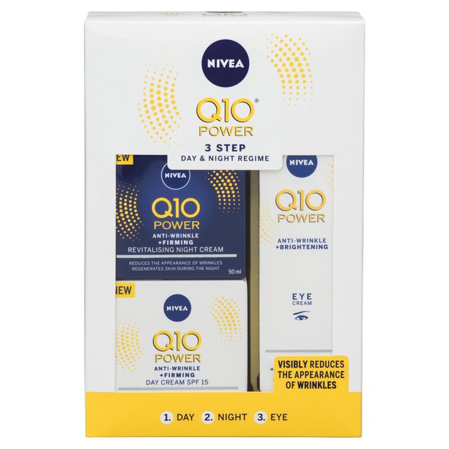 NIVEA Q10 Power Anti-Ageing 3-Step Face Day Night & Eye Cream Gift Set