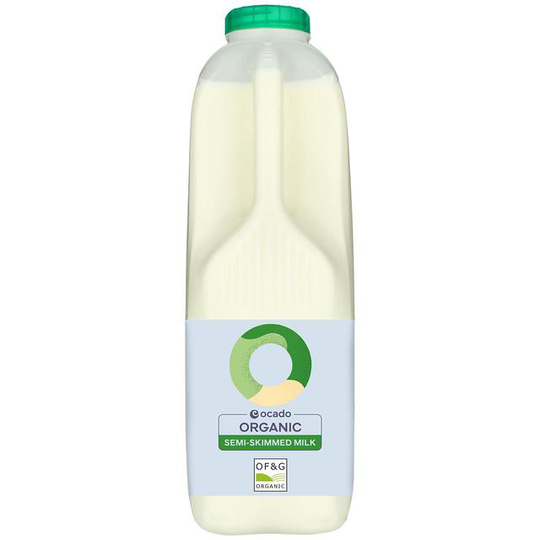 Ocado Organic British Semi Skimmed Milk 2 Pints