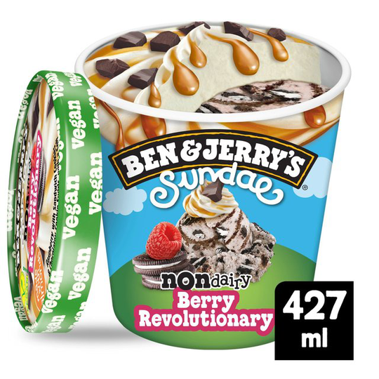 Ben & Jerry's Dairy Free Vegan Sundae Berry Revolutionary Ice Cream Tub