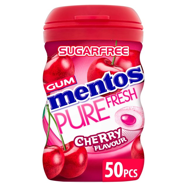 Mentos Pure Fresh Cherry Sugar Free Chewing Gum Bottle