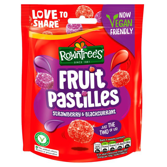 Rowntree's Fruit Pastilles Strawberry & Blackcurrant Sweets Sharing Bag