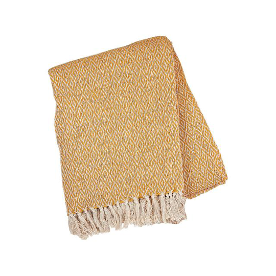 Sass & Belle Scandi Boho Mustard Blanket Throw