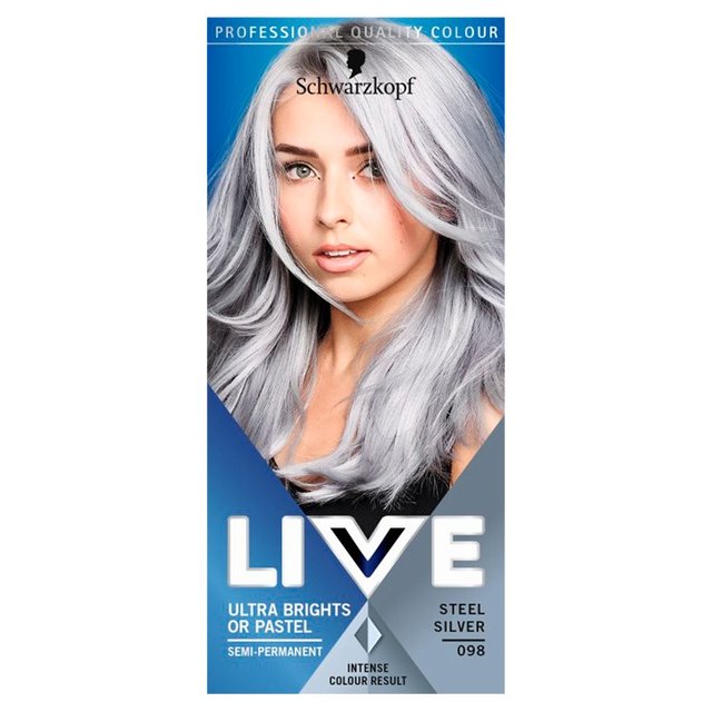 Schwarzkopf Live Steel Silver 98 Ultra Brights Semi-Perm Hair Dye