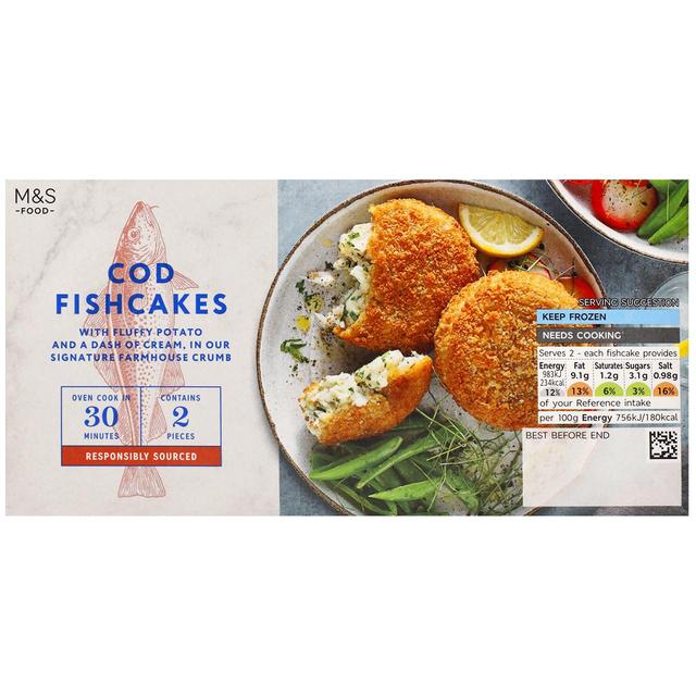 M&S 2 Cod Fishcakes Frozen