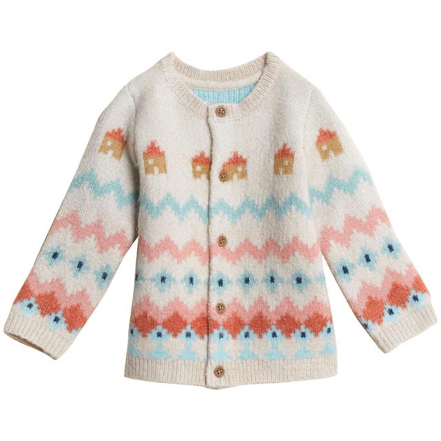 M&S Fairisle Knitted Cardigan, 3-6 Months, Cream Mix