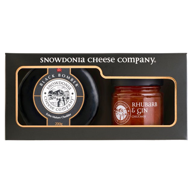SNOWDONIA Black Bomber Ex Mature Cheddar & Rhubarb & Gin Chutney Gift Pack