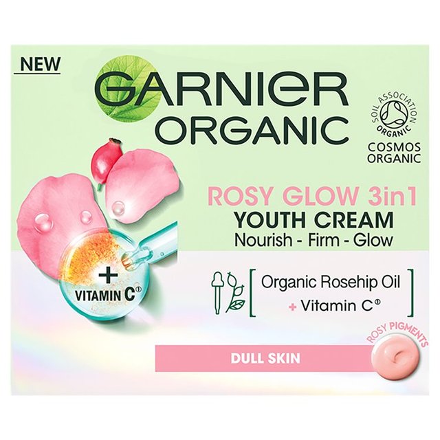 Garnier Organic Rosy Glow 3in1 Youth Cream Rosehip Seed Oil