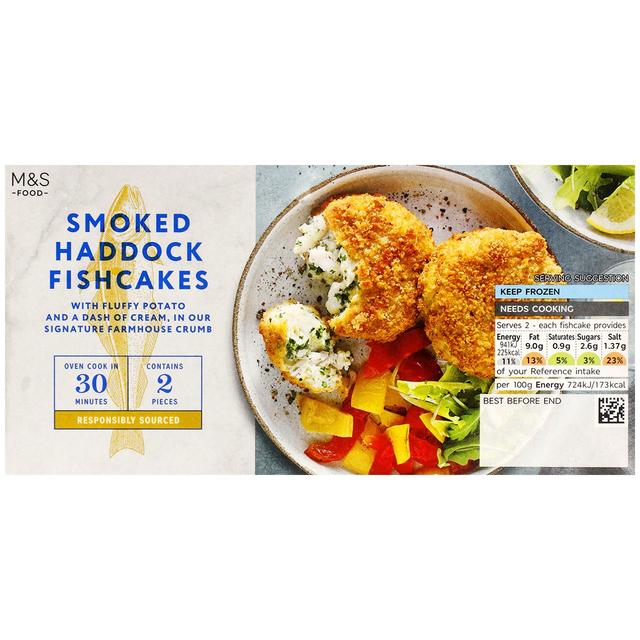 M&S 2 Smoked Haddock Fillets Fishcakes Frozen