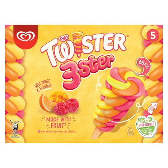 Twister 3Ster Mango, Raspberry and Orange Ice Lollies