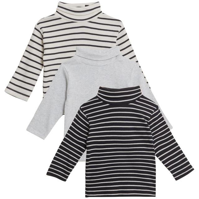 M&S Cotton Stripe Top, 3 Pack, 18-24 Months, Cream Mix