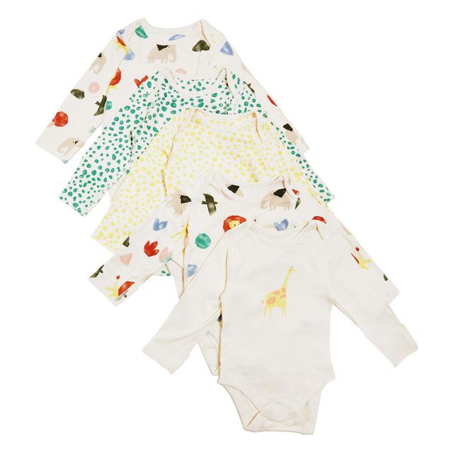 M&S Safari Bodysuits, 12-18 Months, Cream Mix