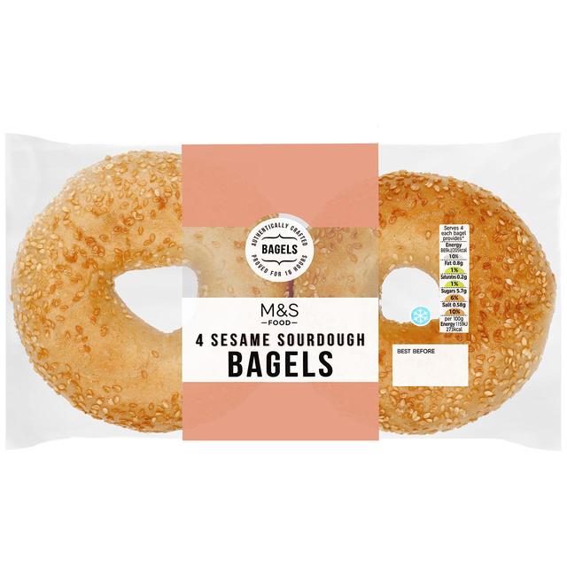 M&S 4 Sesame Sourdough Bagels