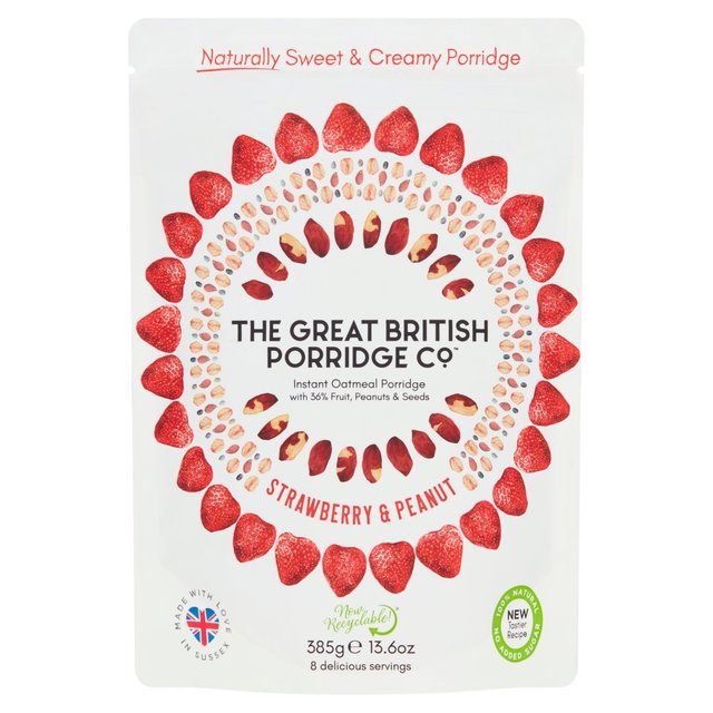 The Great British Porridge Co Strawberry & Peanut Butter Instant Porridge