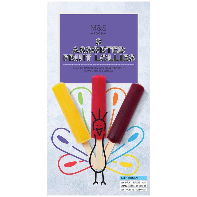 M&S 8 Assorted Fruit Flavour Ice Lollies