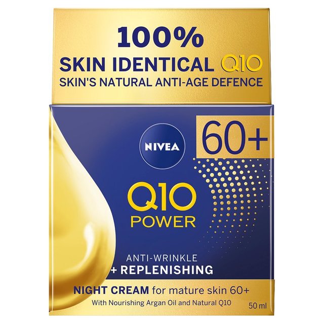 NIVEA Q10 Anti-Wrinkle Night Face Cream Anti-Ageing for Mature Skin 60+
