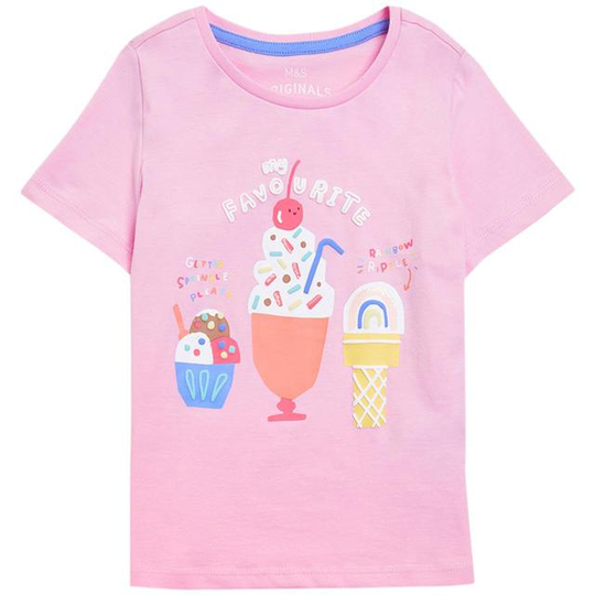 M&S Pure Cotton Ice Cream T-Shirt 4-5 Y