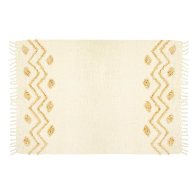 Sass & Belle Blanca Tufted Zigzag Throw 120X153cm