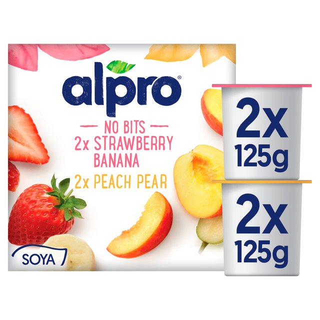 Alpro No Bits Strawberry-Banana & Peach-Pear Yoghurt Alternative