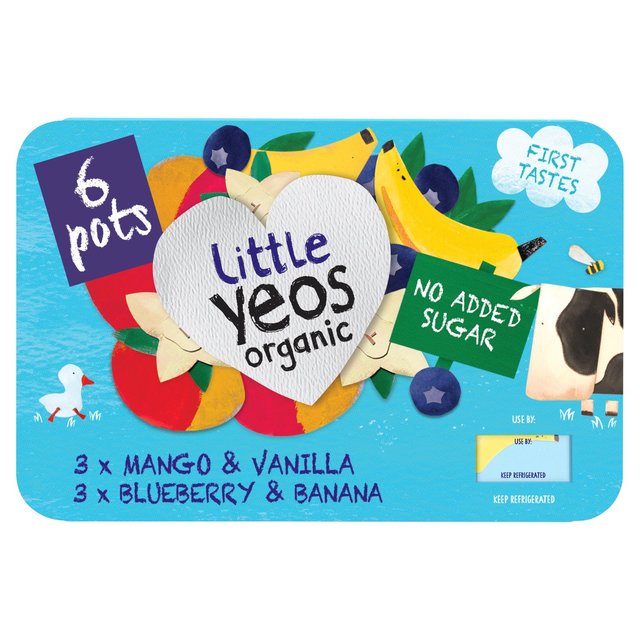 YV Little Yeos No Added Sugar Mango & Vanilla, Blueberry & Banana